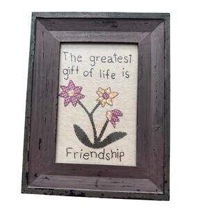 Primitive Framed Fabric Wall Art – Rustic Farmhouse Décor